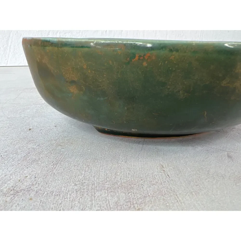 Vintage Mid Century Modern Hull Pottery USA Dark Green Leaf Bowl Dish‎ F14